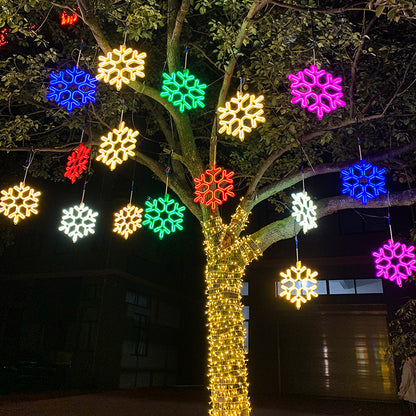 Luces de cadena de luces LED impermeables para exteriores con forma de copo de nieve 