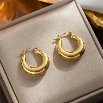 Chic Hollow Crescent Moon Titanium Vintage Earrings