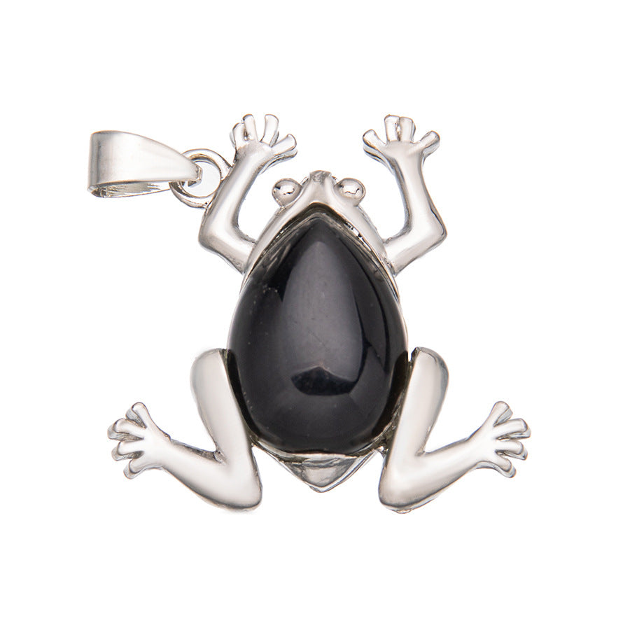 Crystal Gem Alloy Frog Pendant Necklace