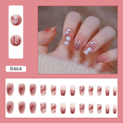 Gradient Translucent Camellia Wearable Nail Tips