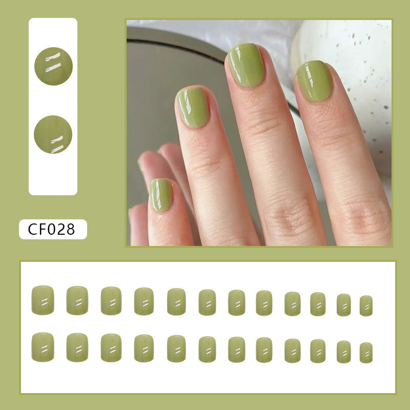 Matcha Green Short Square Fake Nails