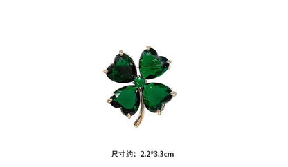 Lucky symbol four-leaf clover brooch