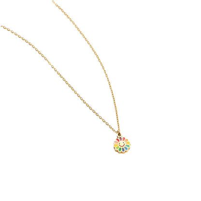 Colorful smiley face sun flower necklace