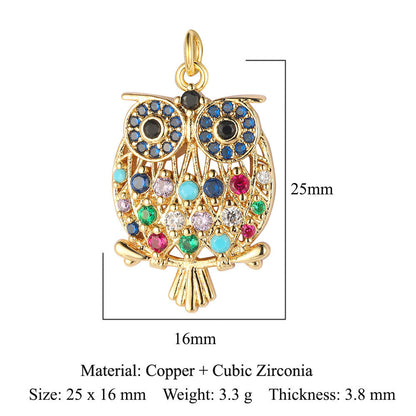 Love bear owl copper zircon pendant.