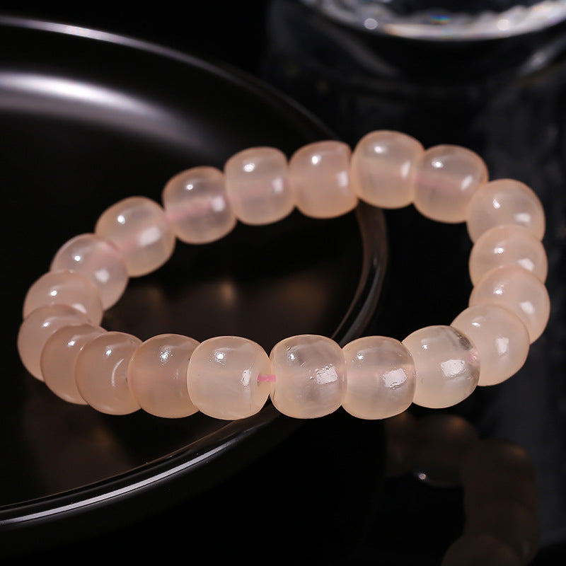 Natural Grapefruit Pink Afghan Jade Old Bead Bracelet