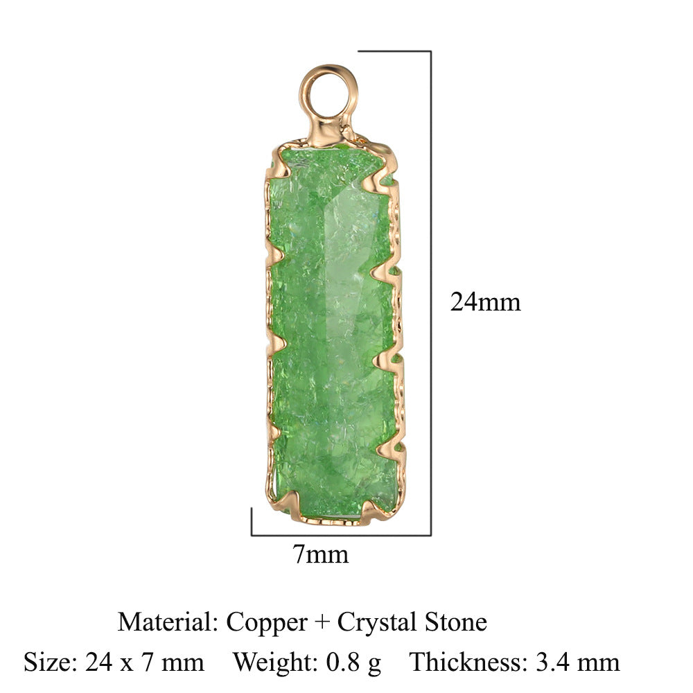 Rectangle copper glass crystal pendant