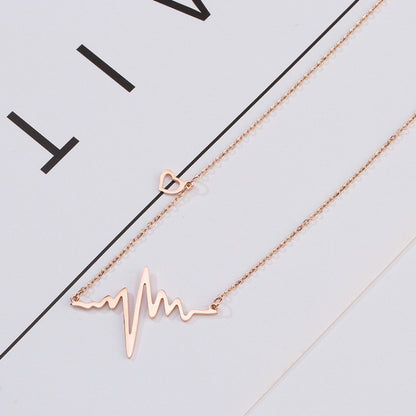 Electrograph wave rose gold necklace