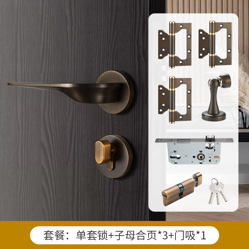 Solid wood door golden lock