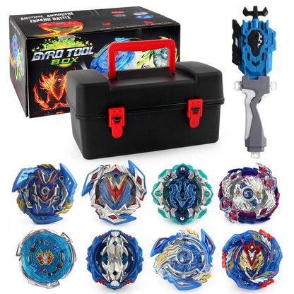 12-Piece Burst Spinning Top Attack Set with Dual Launchers, Battle Tops Toolbox Gift