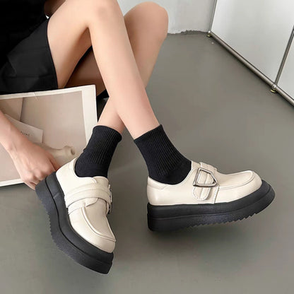 Muffin sole one-line buckle shoes