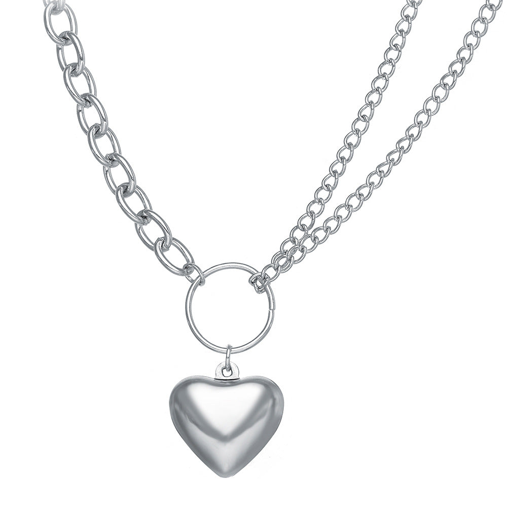 OT Clasp Hollow Heart Pendant Necklace