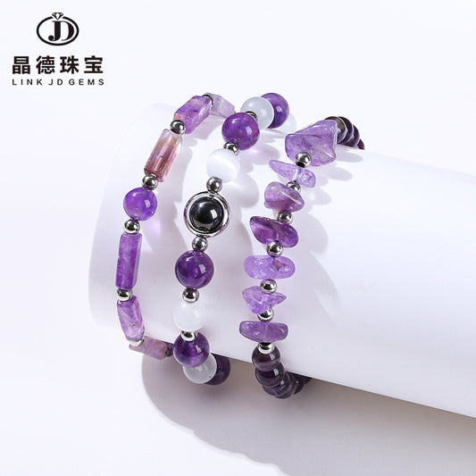 Natural amethyst gravel bracelet.