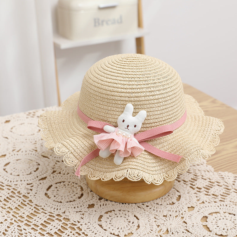 Fresh Bag Family Sun Hat Girls' Summer Beach Wave Straw Sun