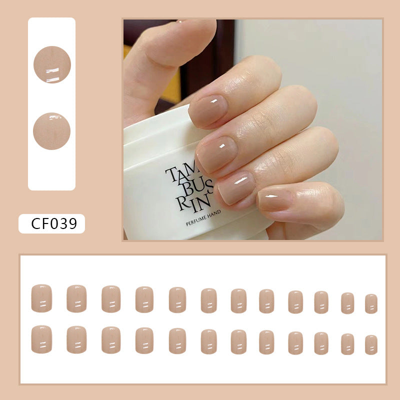 Brown Short Square Nails