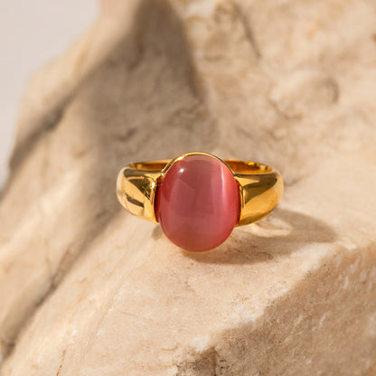 Pink Cat's Eye Ring