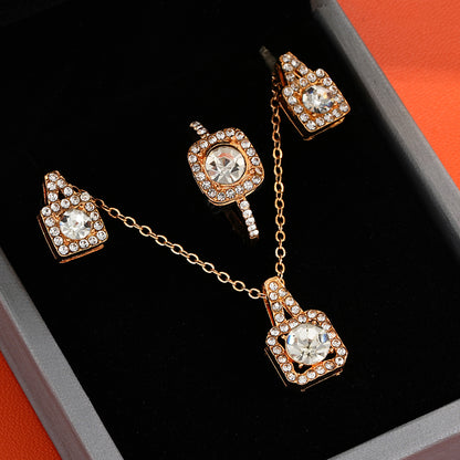 Elegant necklace, earrings and ring three-piece set