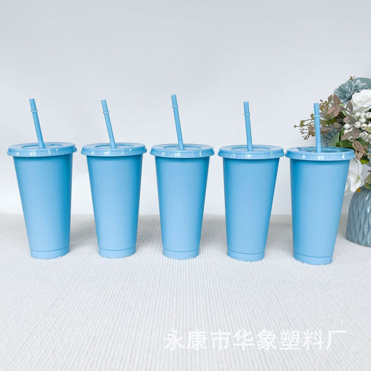 710Ml light blue straw cup