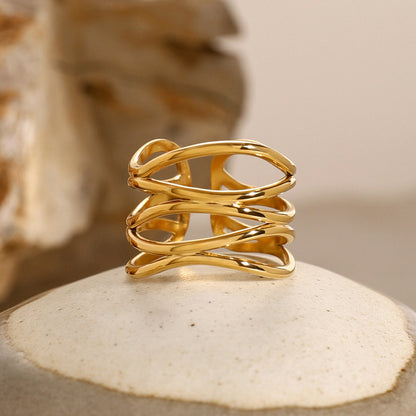 Stainless steel ring 18k gold plated