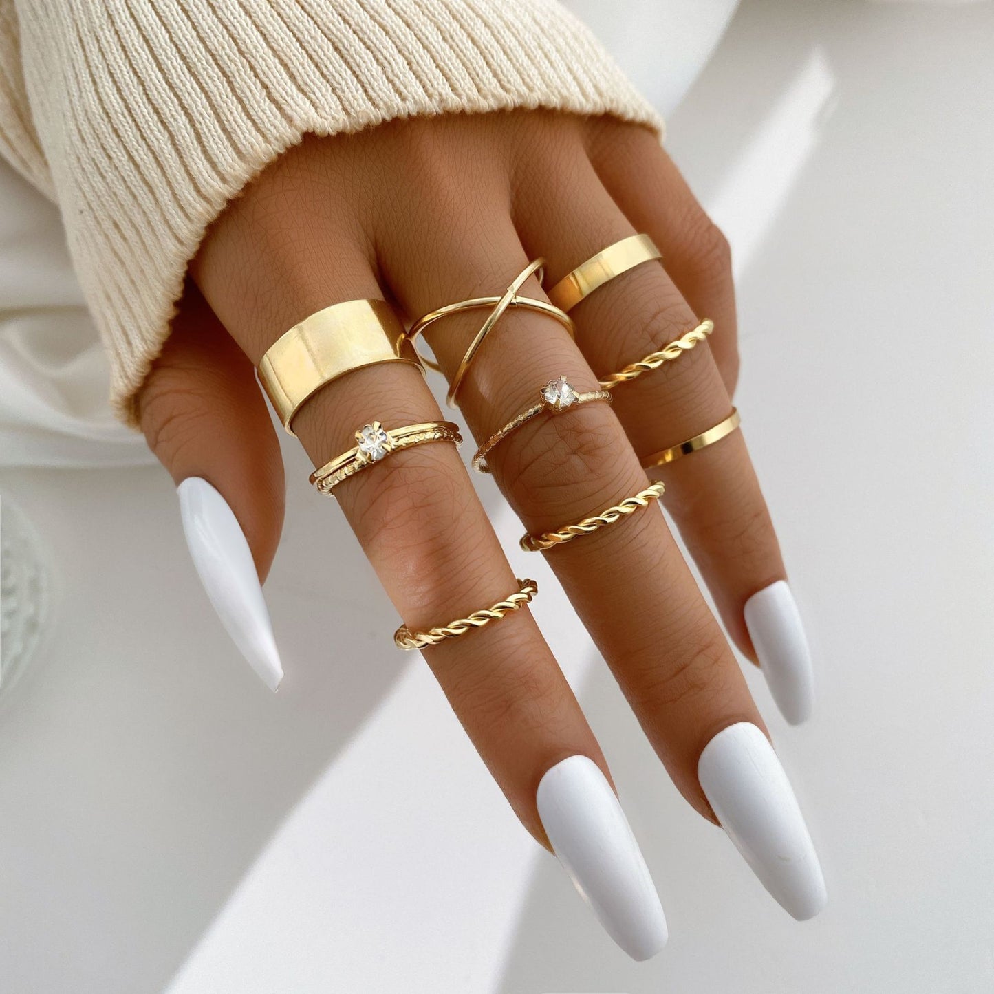 Circular Braided Twist Ring Set 9-Piece