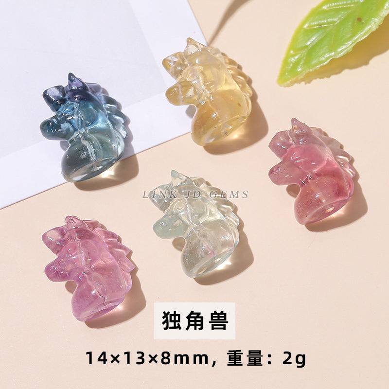 Natural color fluorite small carving