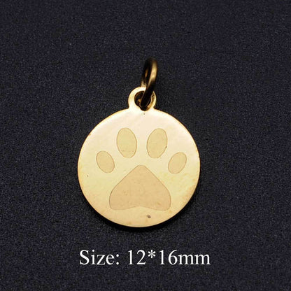 5 pcs/titanium steel fully polished dog paw DIY pendant