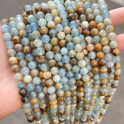 Natural blue calcite beads