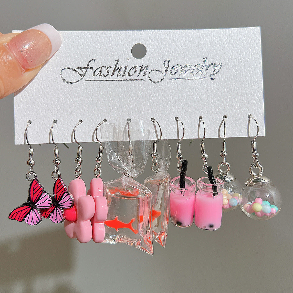 Colorful acrylic earrings set 5 pieces