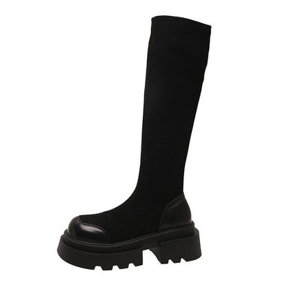 Thick-soled knee-length boots