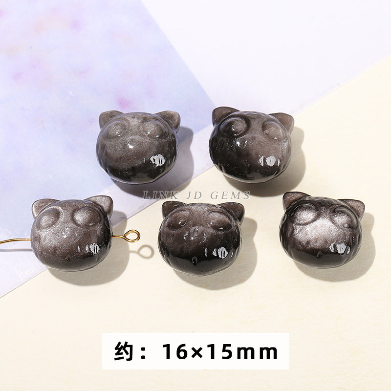 Wholesale of natural silver obsidian carving pendants