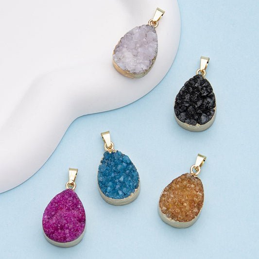 Natural stone crystal gold-plated water drop crystal bud pendant