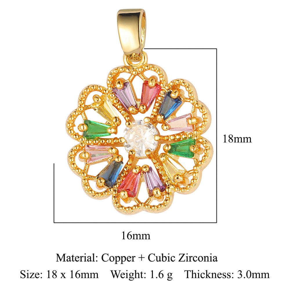 Copper zircon flower love bohemian pendant