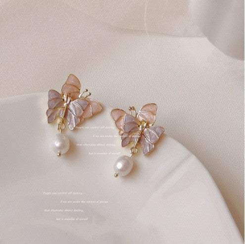 Purple Fantasy Butterfly Vintage Earrings