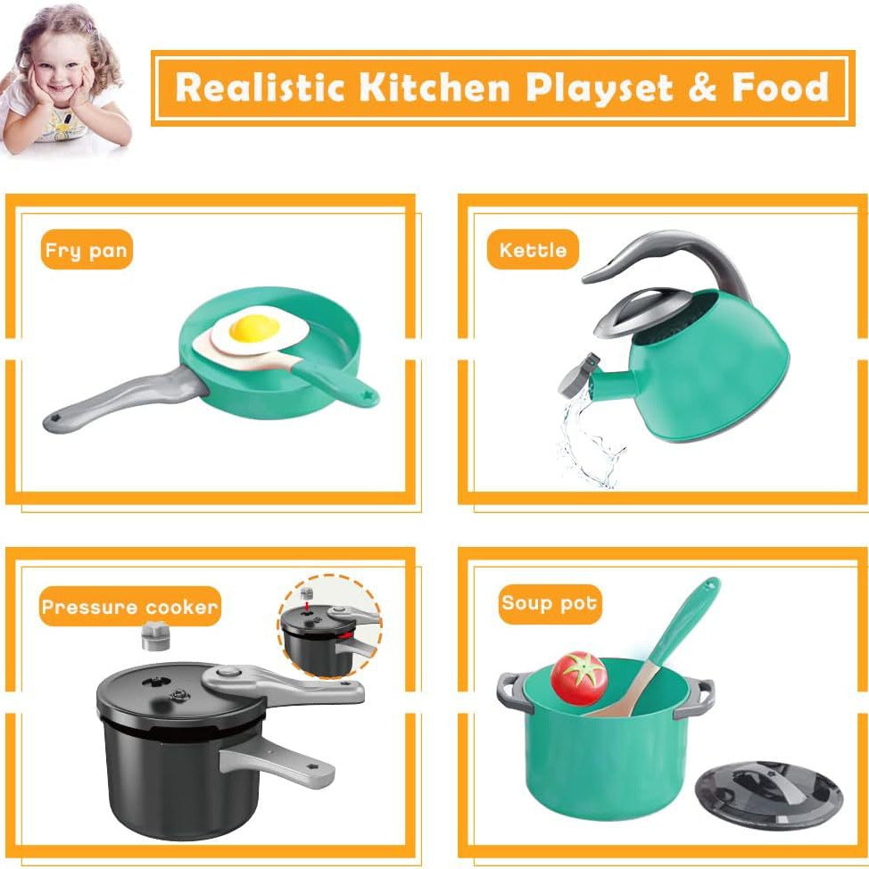 Simulation Kitchen Baby Cooking Sound and Light Large Electric Rice Cooker Children's Pretend Play Toy Set