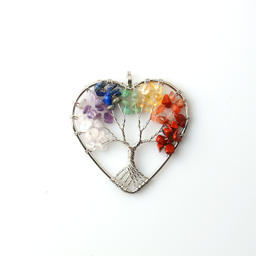 Love shape round six-pointed star tree of life gravel pendant