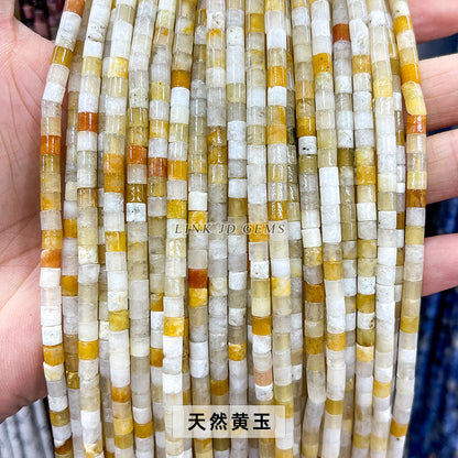 4X4mm powder crystal jade round tube loose beads