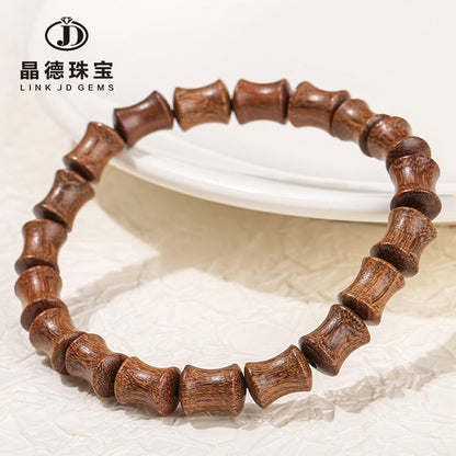 Golden silk sandalwood bamboo bead single ring bracelet