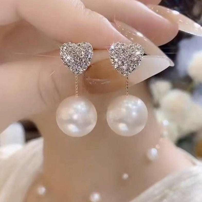 Pearl Diamond Love Earrings Earrings