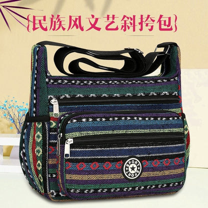 Ethnic striped canvas bag