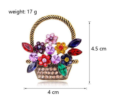 Colorful flower basket brooch