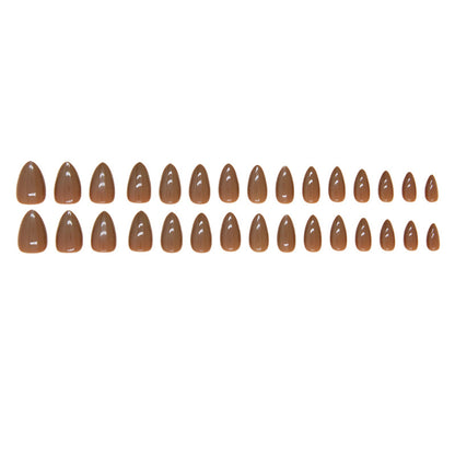 Minimalist Light Brown Short Almond Detachable Fake Nails