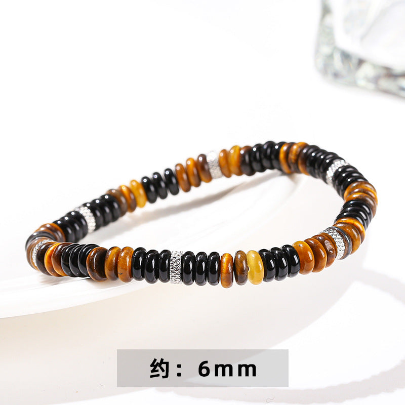 Natural yellow tiger's eye stone black agate abacus beads