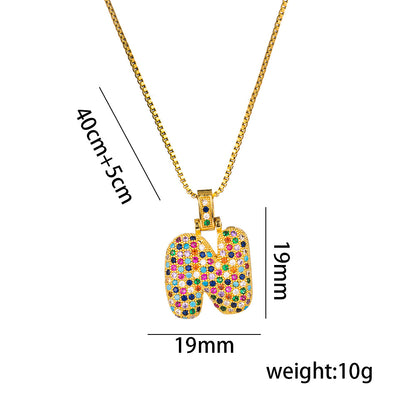 Colorful Zircon Letter Pendant Necklace for Amazon