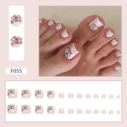 Uñas de los pies con purpurina de diamante francés 