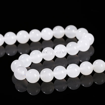 Natural ice green white jade round bead bracelet