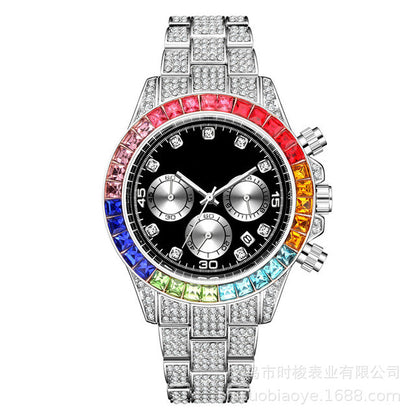 Rhinestone Roman Dial Men's Watch