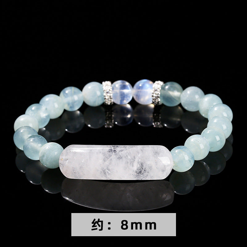 5A natural blue calcite round bead bracelet.