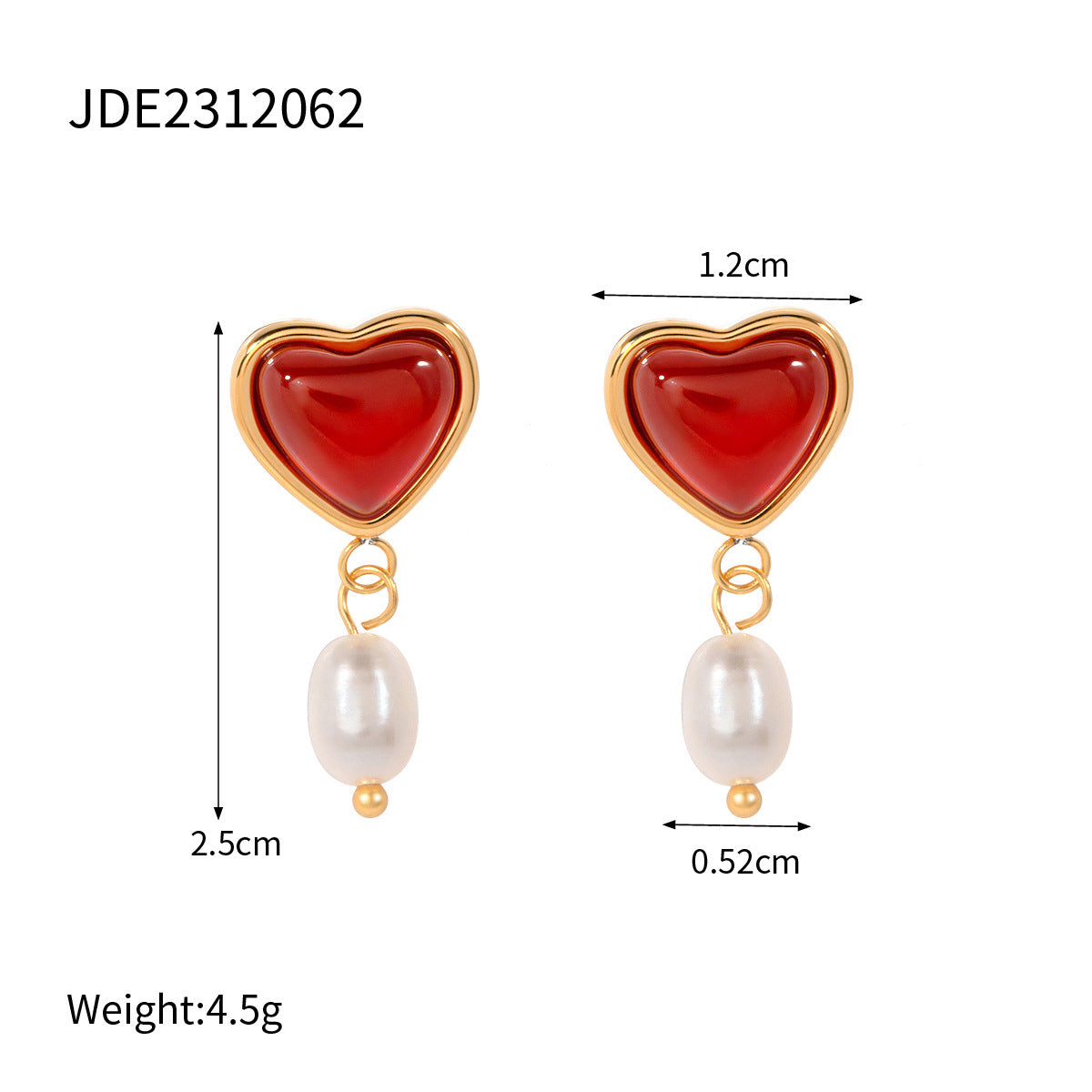 Heart red earrings