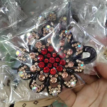 Rhinestone large flower three-tooth duck bill clip hair accessories