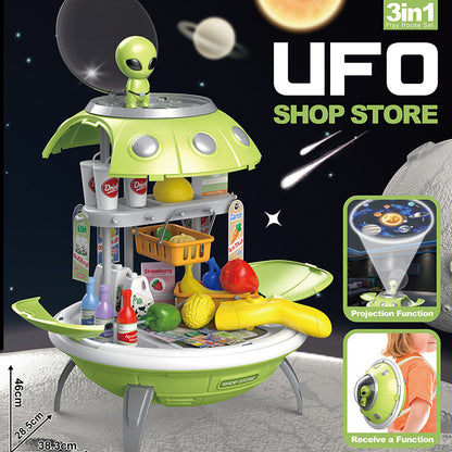 Dress-Up Burger Medical Tools UFO Planet Projection Storage Backpack Pretend Play Toy