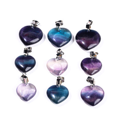 Natural color fluorite love heart pendant.